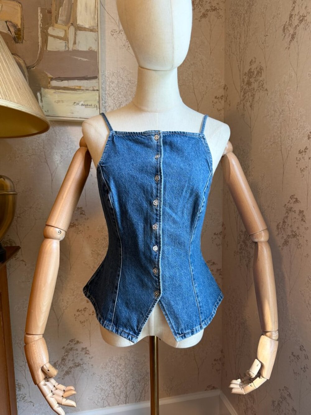 H&M tailored denim vest/Corset Top